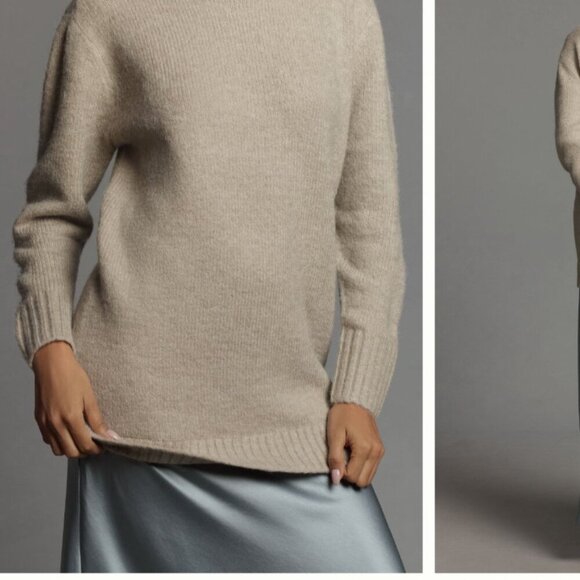 Anthropologie Twofer Sweater Satin Skirt Dress L - Picture 2 of 3